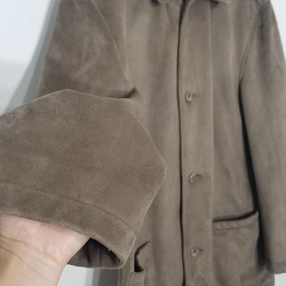 💕Massimo Light Brown Faux Suede Petite Coat Comfy Warm Winter Jacket Size Small - Picture 2 of 10